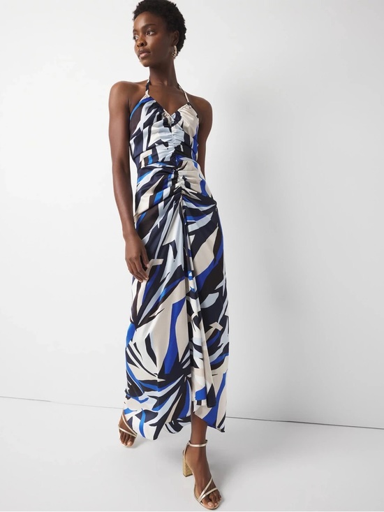 White House Black Market Dresses & Skirts - White House Black Market Ruched Tropical Print Halter Maxi Dress Size 6 NWT